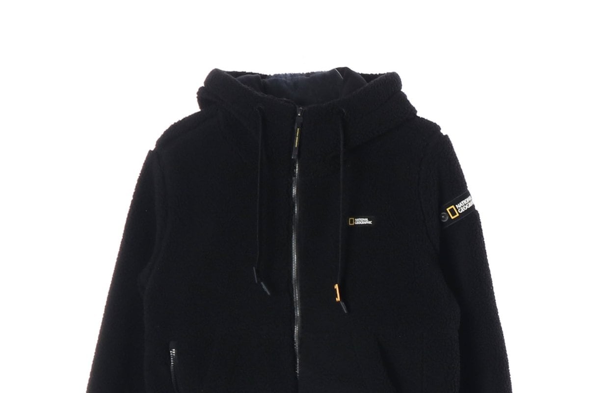 내셔널지오그래픽 23FW 후드 플리스 셰르파 집업 재킷 카본 블랙 S 상세 이미지 4