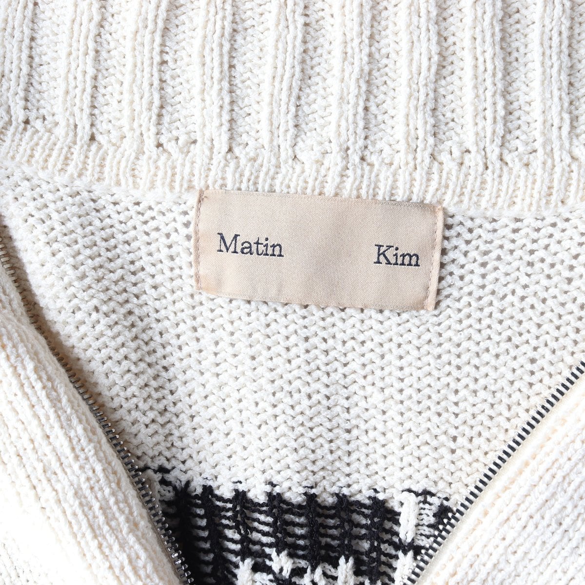 마뗑킴 22FW 스펠 포인트 니트 베스트 집업 조끼 가디건 아이보리 상세 이미지 5