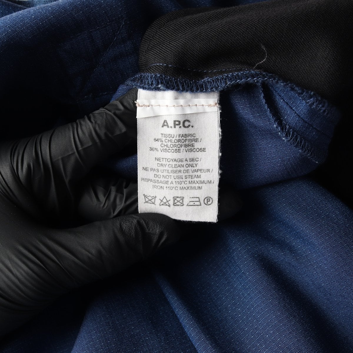 APC 아페쎄 차이나카라 긴팔 플레어 셔츠 원피스 블루  상세 이미지 7
