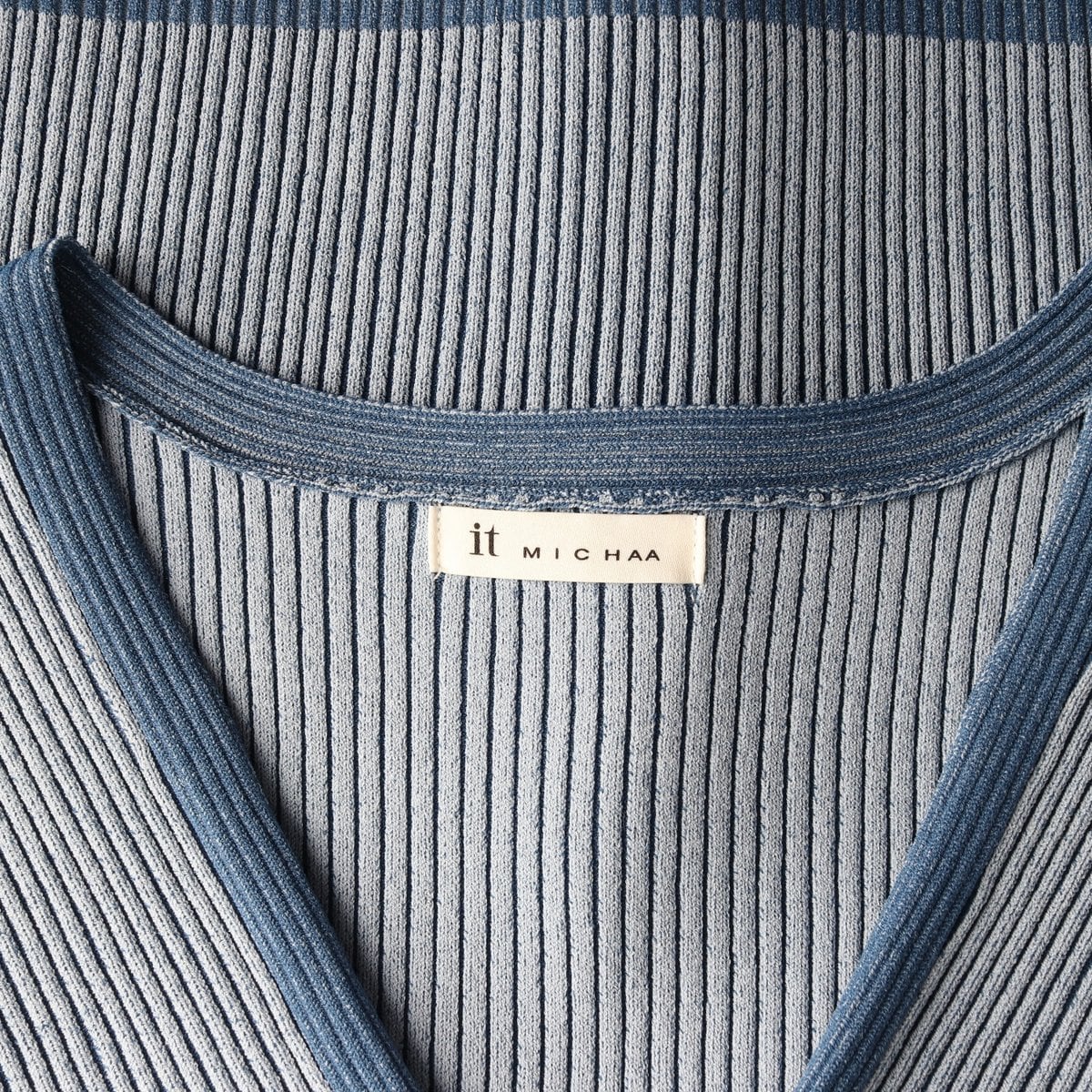 잇미샤 24SS 리브 골지 반팔 가디건 위시드 블루 S 상세 이미지 5