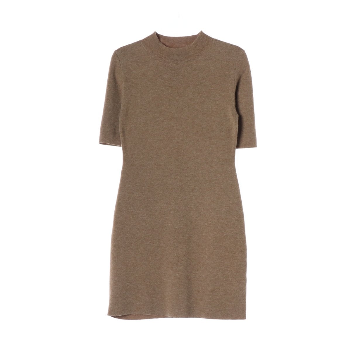나인 심플 반팔 니트 원피스 브라운 상세 이미지 1