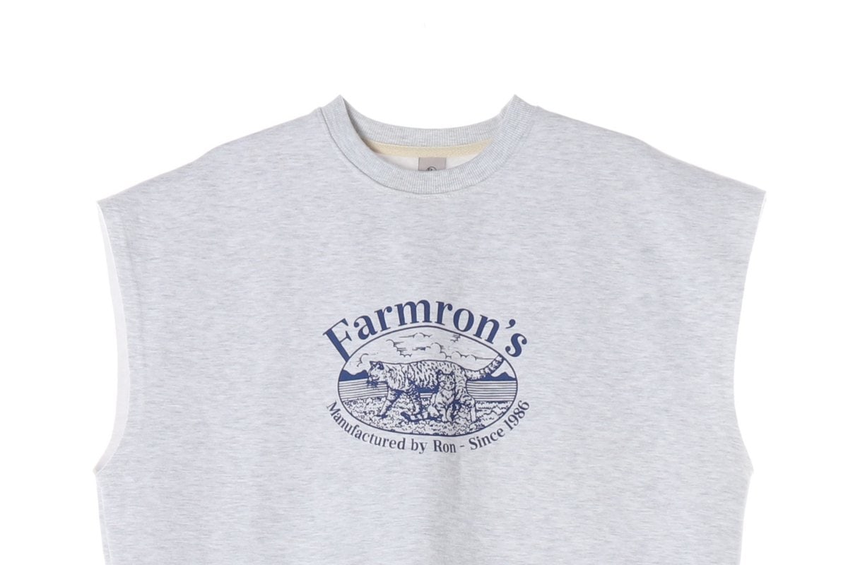 론론 Farmron's  슬리브리스 스웨트셔츠 맨투맨 화이트 오트밀  이미지 3