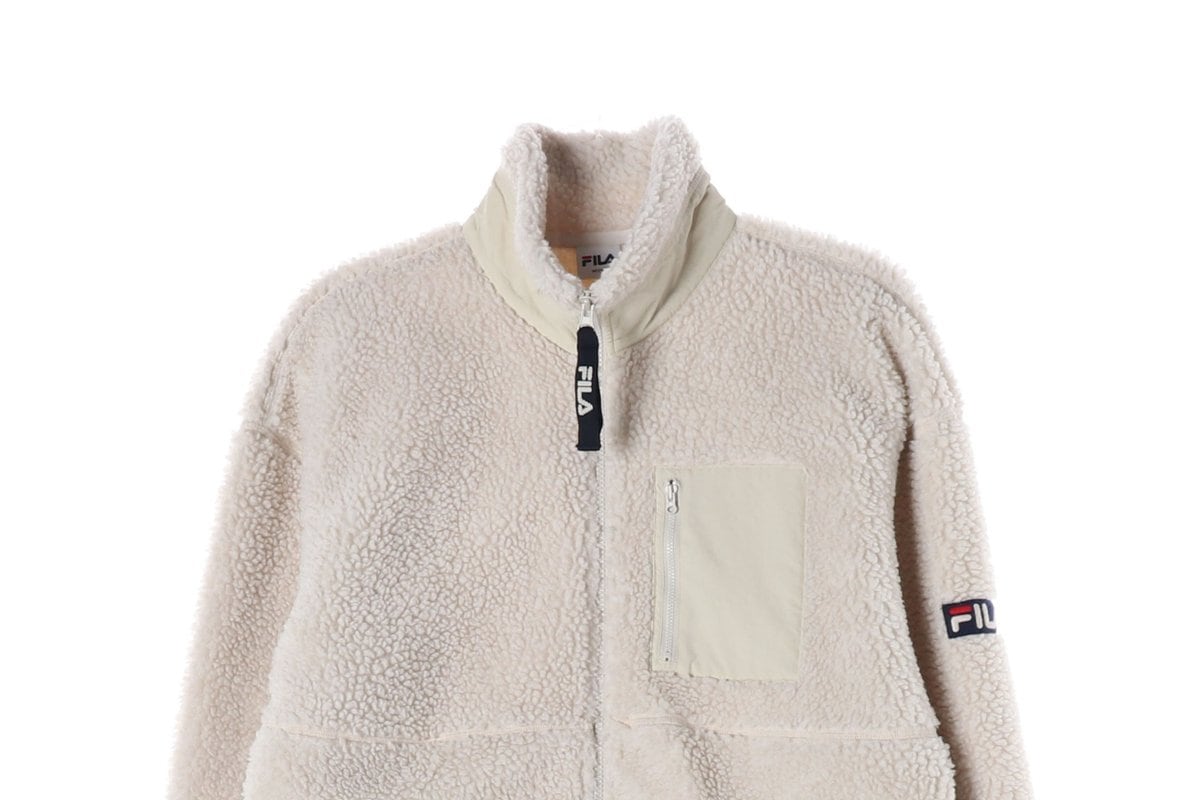 FILA 휠라 필라 뽀글리 셰르파 플리스 집업 재킷 라이트베이지 M 상세 이미지 4
