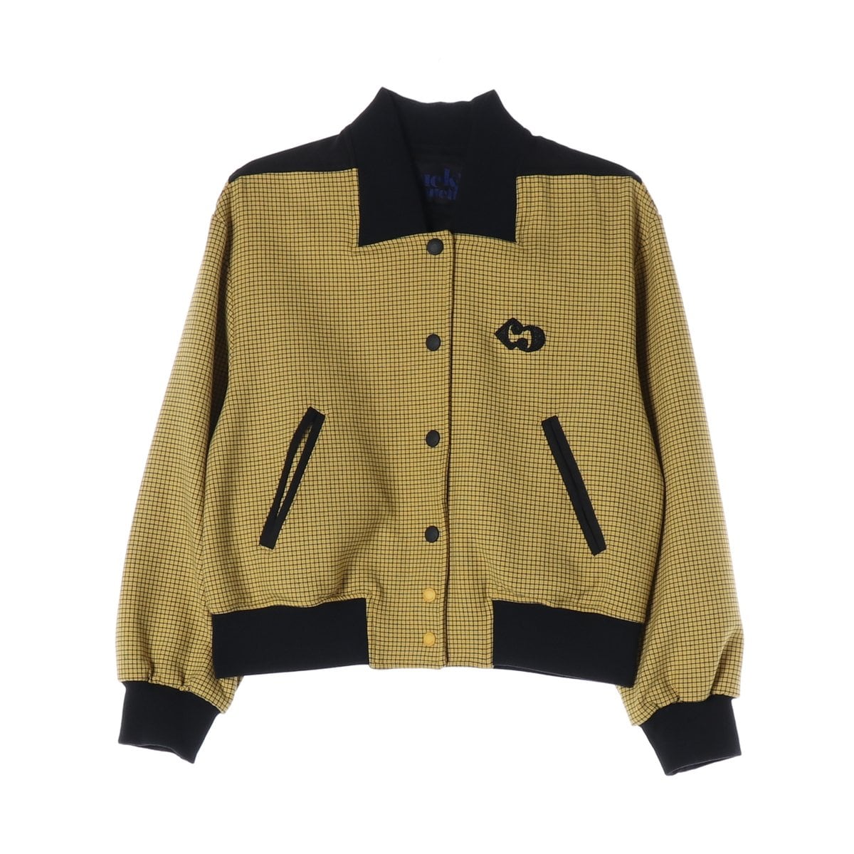 럭키슈에뜨 23FW 체크 블루종 점퍼 블랙 옐로우  상세 이미지 1