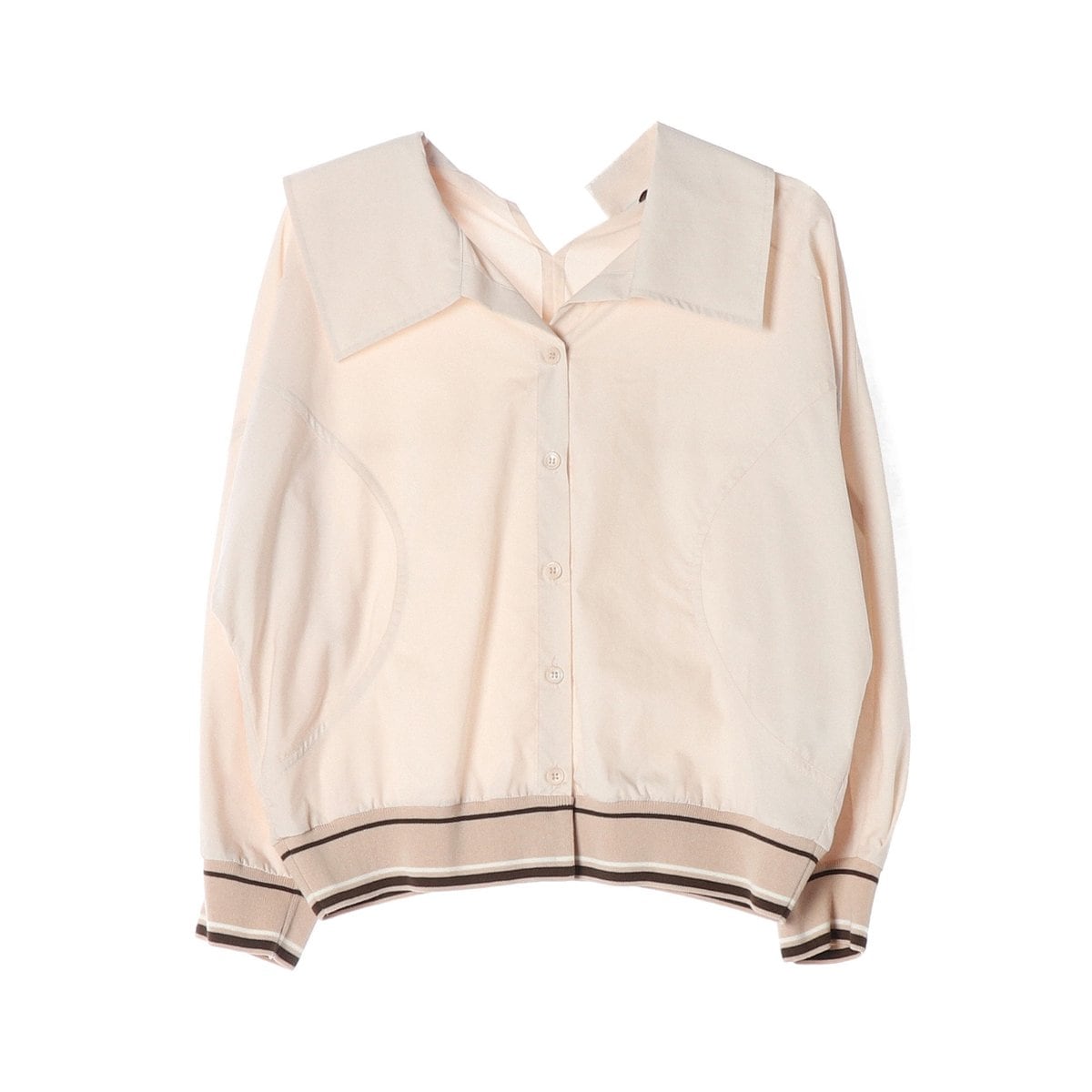 제이제이 지고트 빅카라 시보리 셔츠 블라우스 라이트베이지 M 상세 이미지 1