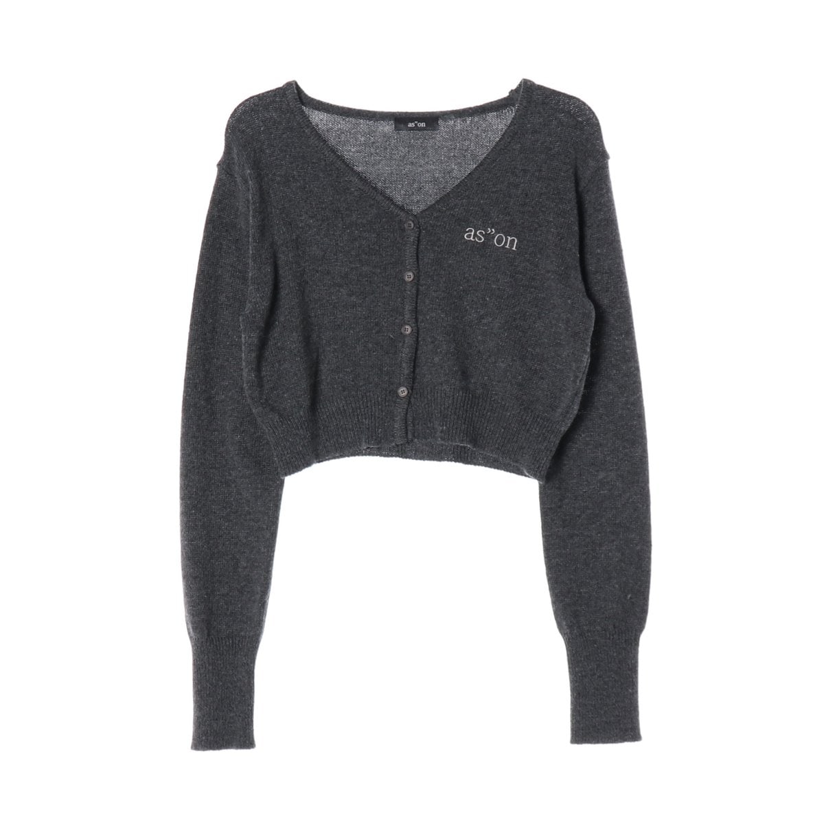 애즈온 24FW 로고 브이넥 조이 데일리 가디건 차콜  이미지 1