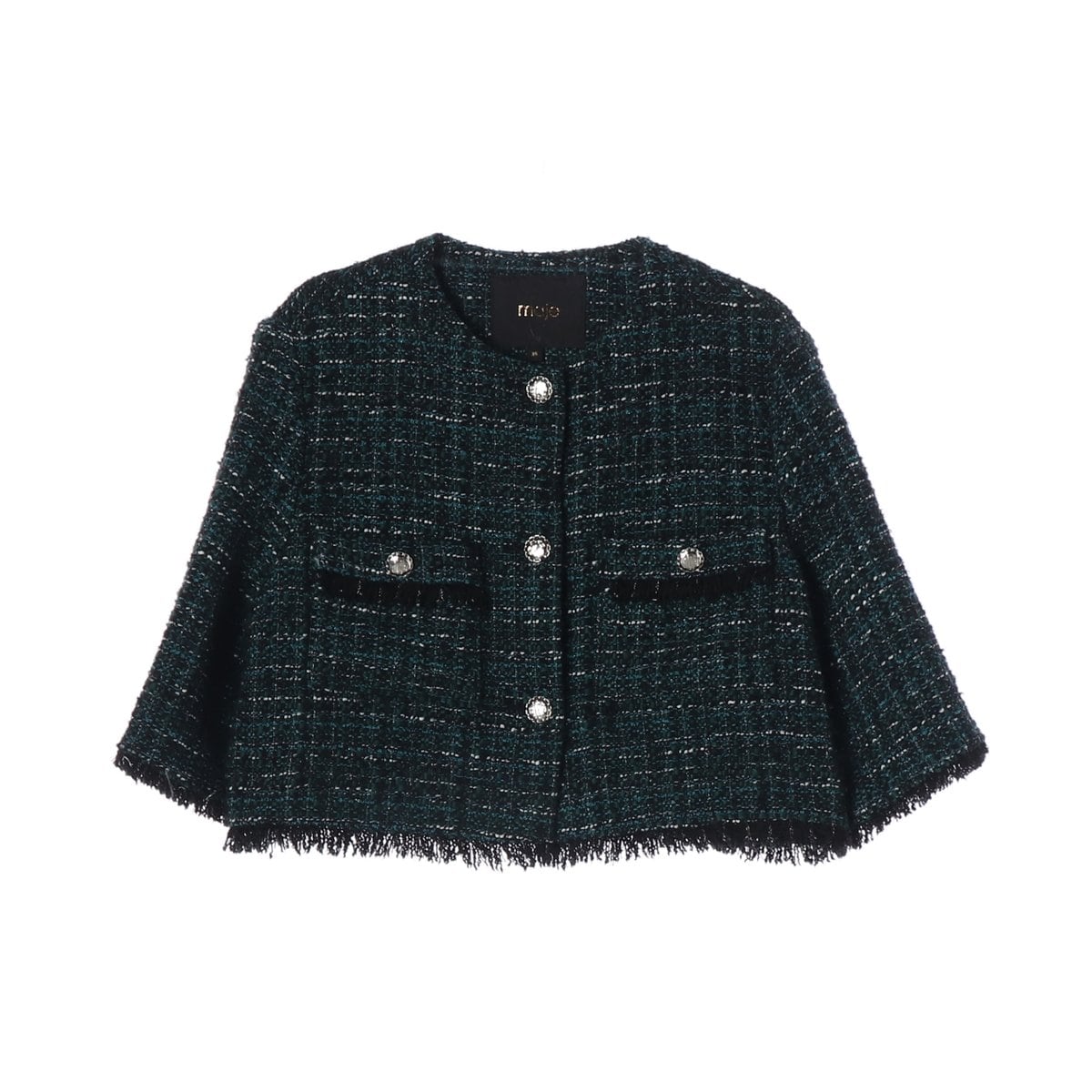마쥬 23FW 트위드 자켓 반팔 크롭 재킷 딥그린  상세 이미지 1