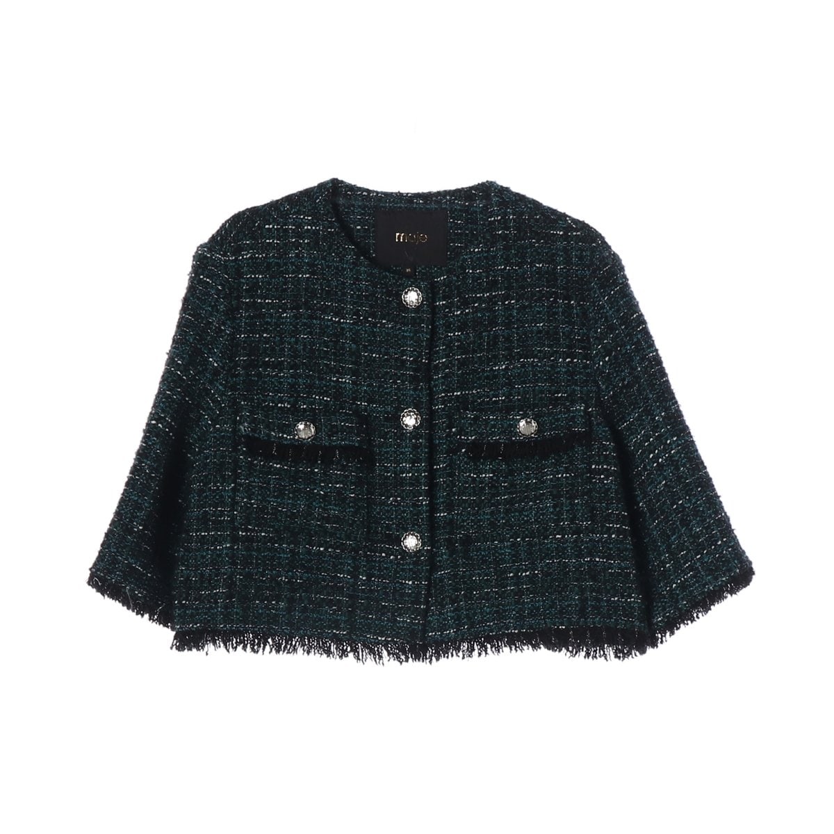 마쥬 23FW 트위드 자켓 반팔 크롭 재킷 딥그린  이미지 1