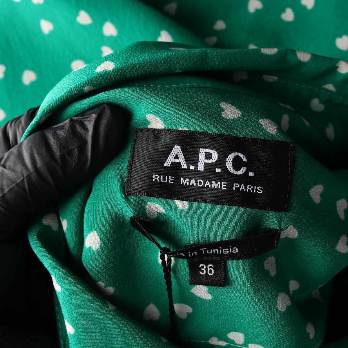 (새상품)APC 아페쎄 100% 실크 셔츠 블라우스 하트 그린  상세 이미지 3