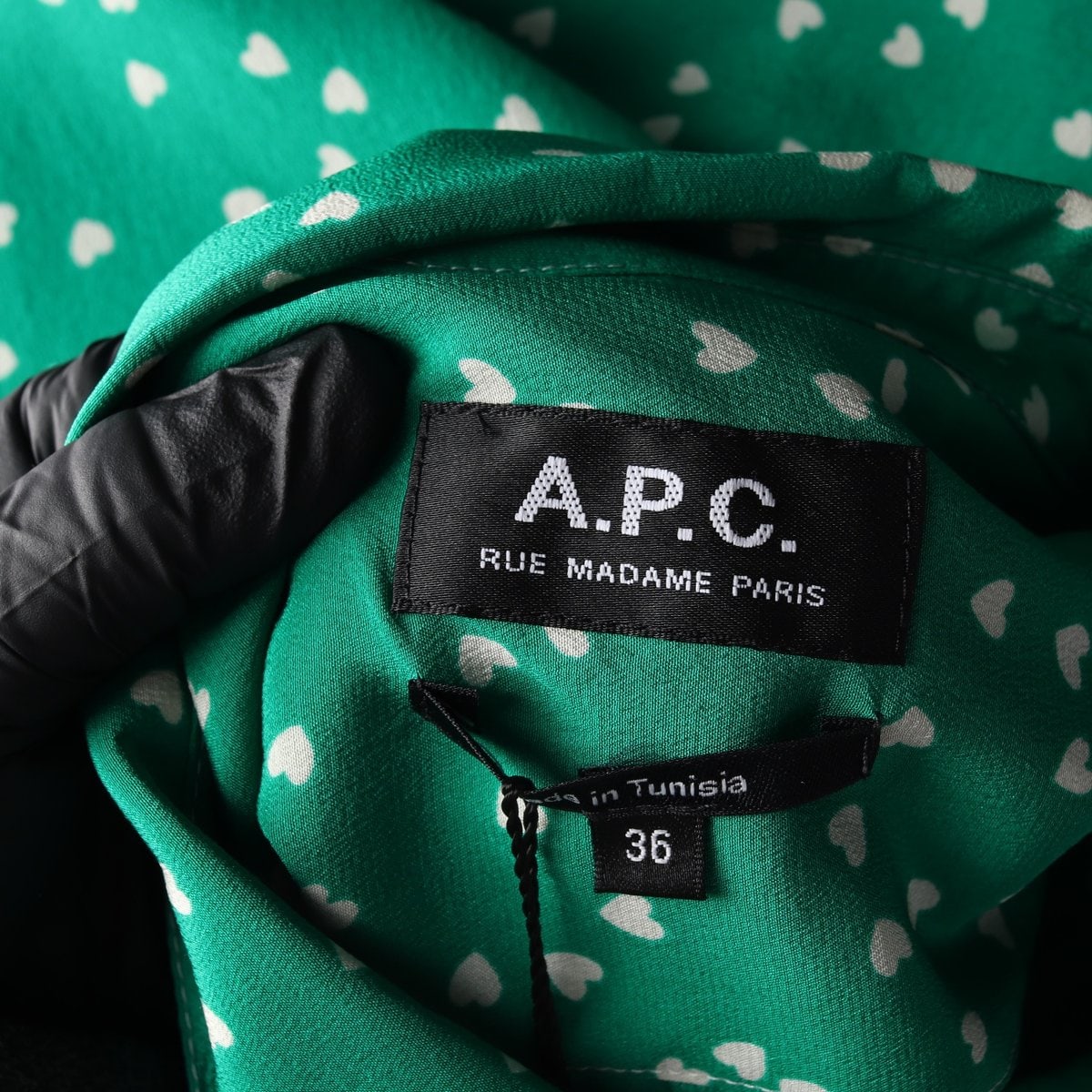 (새상품)APC 아페쎄 100% 실크 셔츠 블라우스 하트 그린  이미지 3