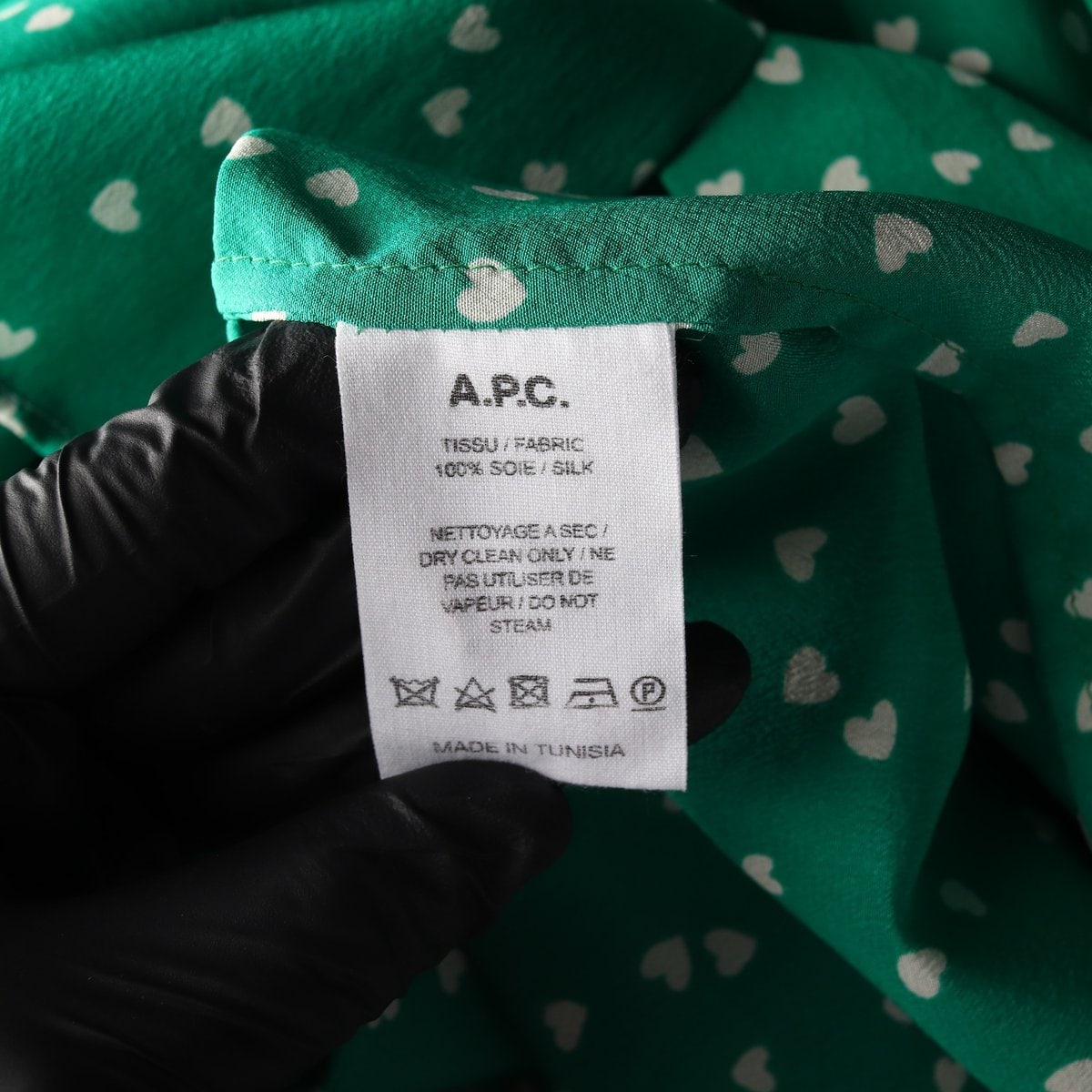(새상품)APC 아페쎄 100% 실크 셔츠 블라우스 하트 그린  이미지 4