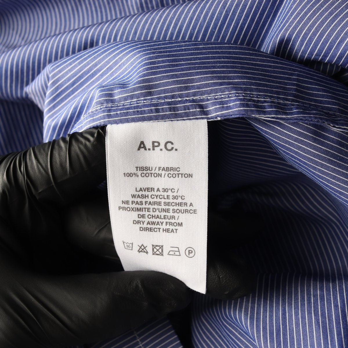 (새상품)APC 아페쎄 프릴넥 스트라이프 셔츠 블라우스 블루  이미지 4