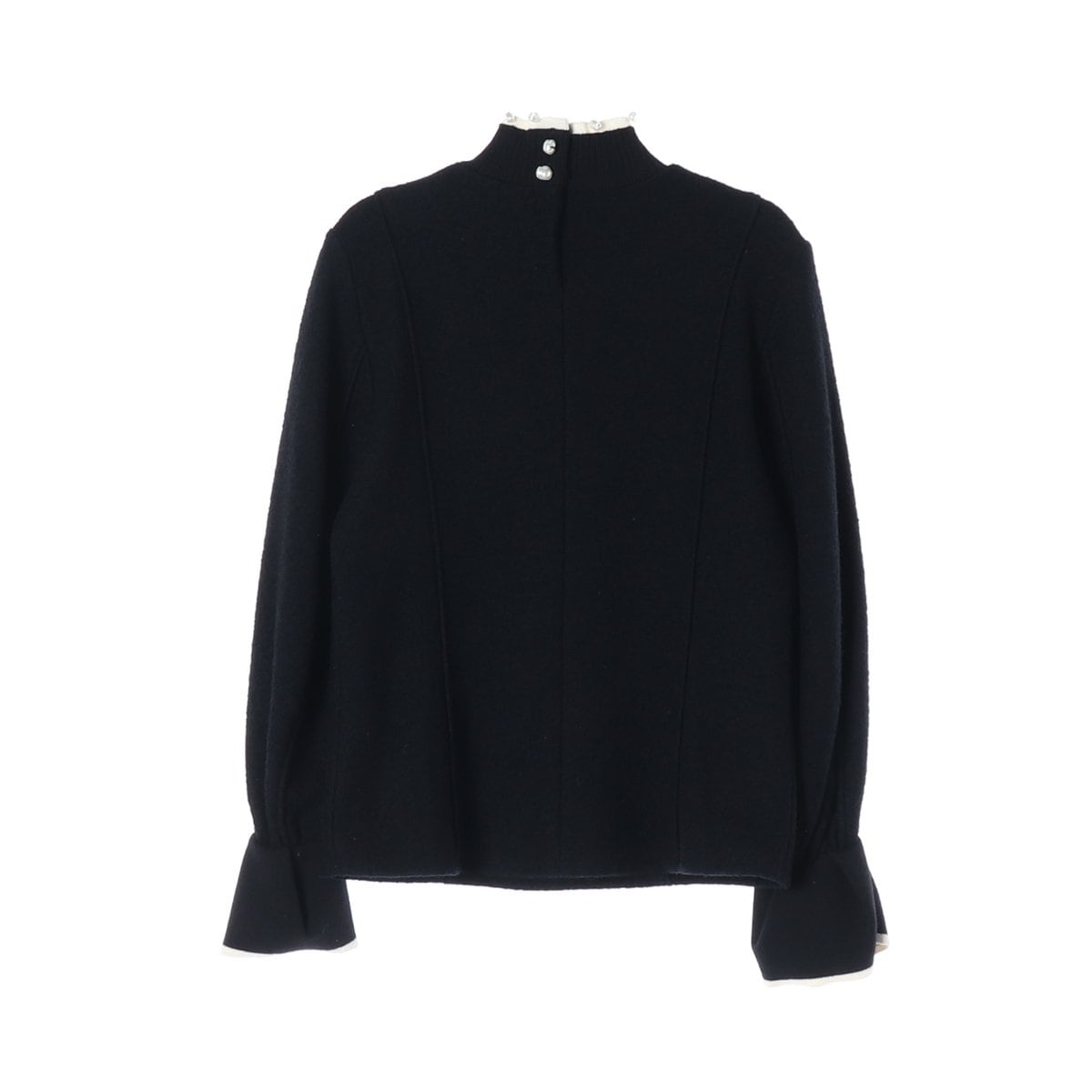 오브제 22FW 진주 모크넥  울 니트 모직 블라우스 블랙  상세 이미지 2