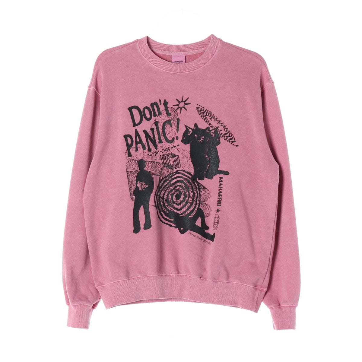 마하그리드 DON'T PANIC 피그먼트 맨투맨 스웨트셔츠 핑크 S 이미지 1