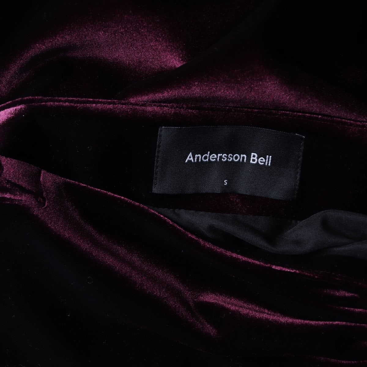 앤더슨벨 벨벳 셔링 트임 스커트 치마 버건디 S 이미지 3