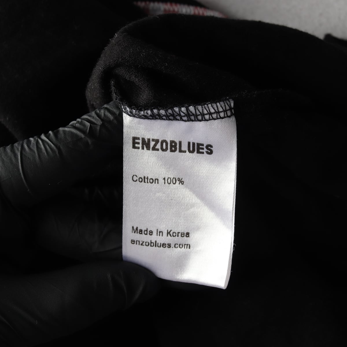 엔조블루스 체크 로고 패치 크롭 반팔 티셔츠 상세 이미지 4