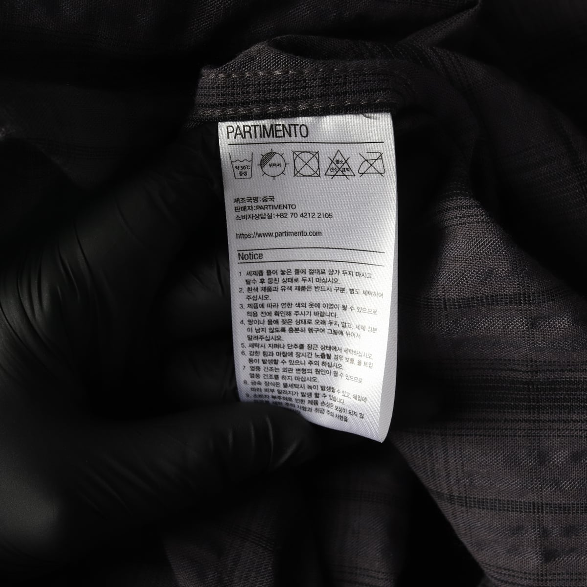 파르티멘토 체크 패턴 오버핏 롤업 반팔 셔츠 블랙 L 상세 이미지 4