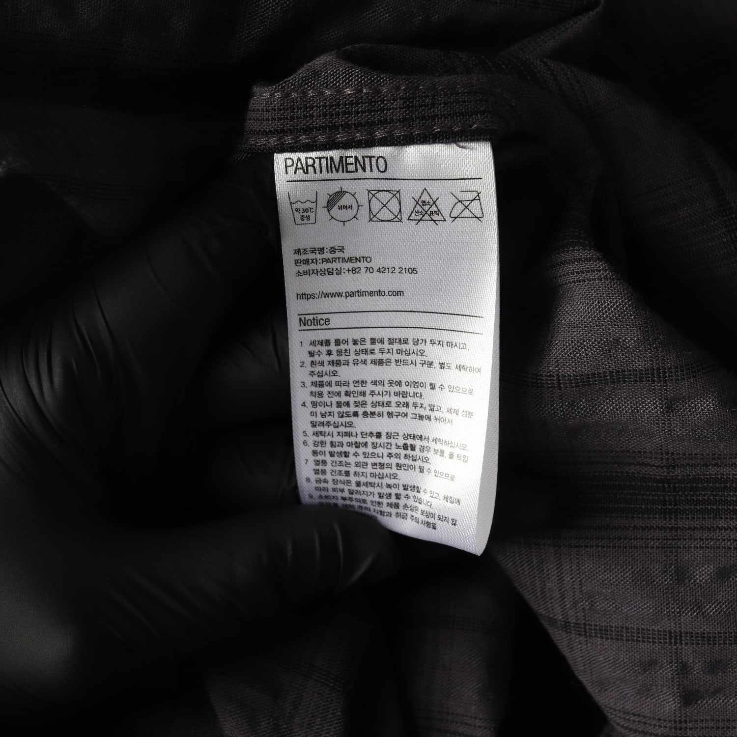 파르티멘토 체크 패턴 오버핏 롤업 반팔 셔츠 블랙 L 이미지 4