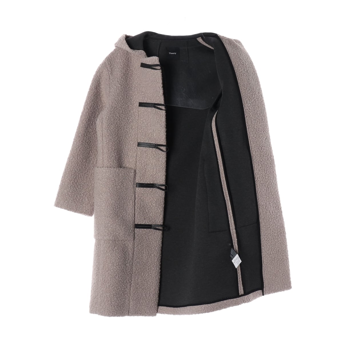 띠어리 21FW 울 100% 시어링 뽀글이 더플 롱 코트  상세 이미지 2