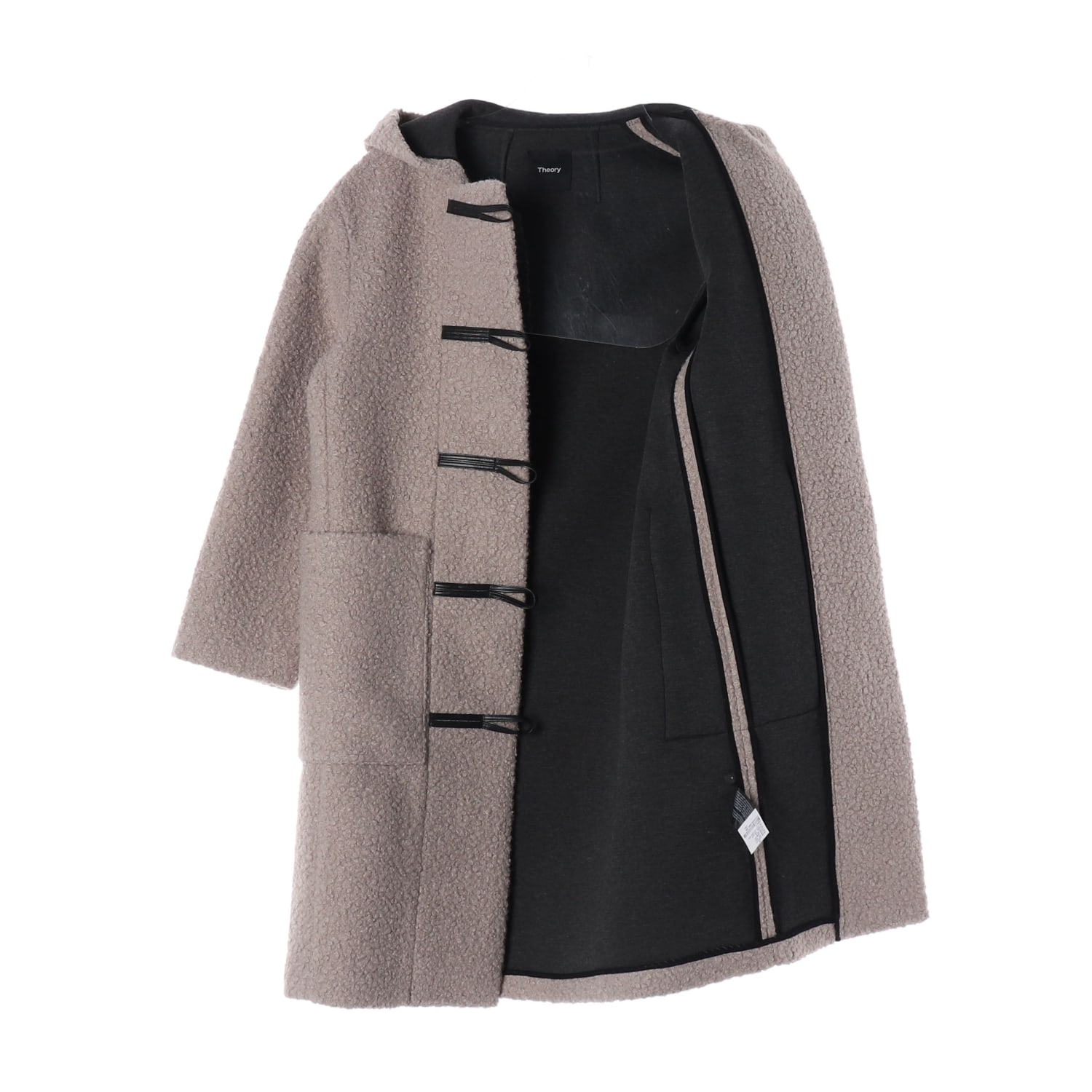 띠어리 21FW 울 100% 시어링 뽀글이 더플 롱 코트  이미지 2