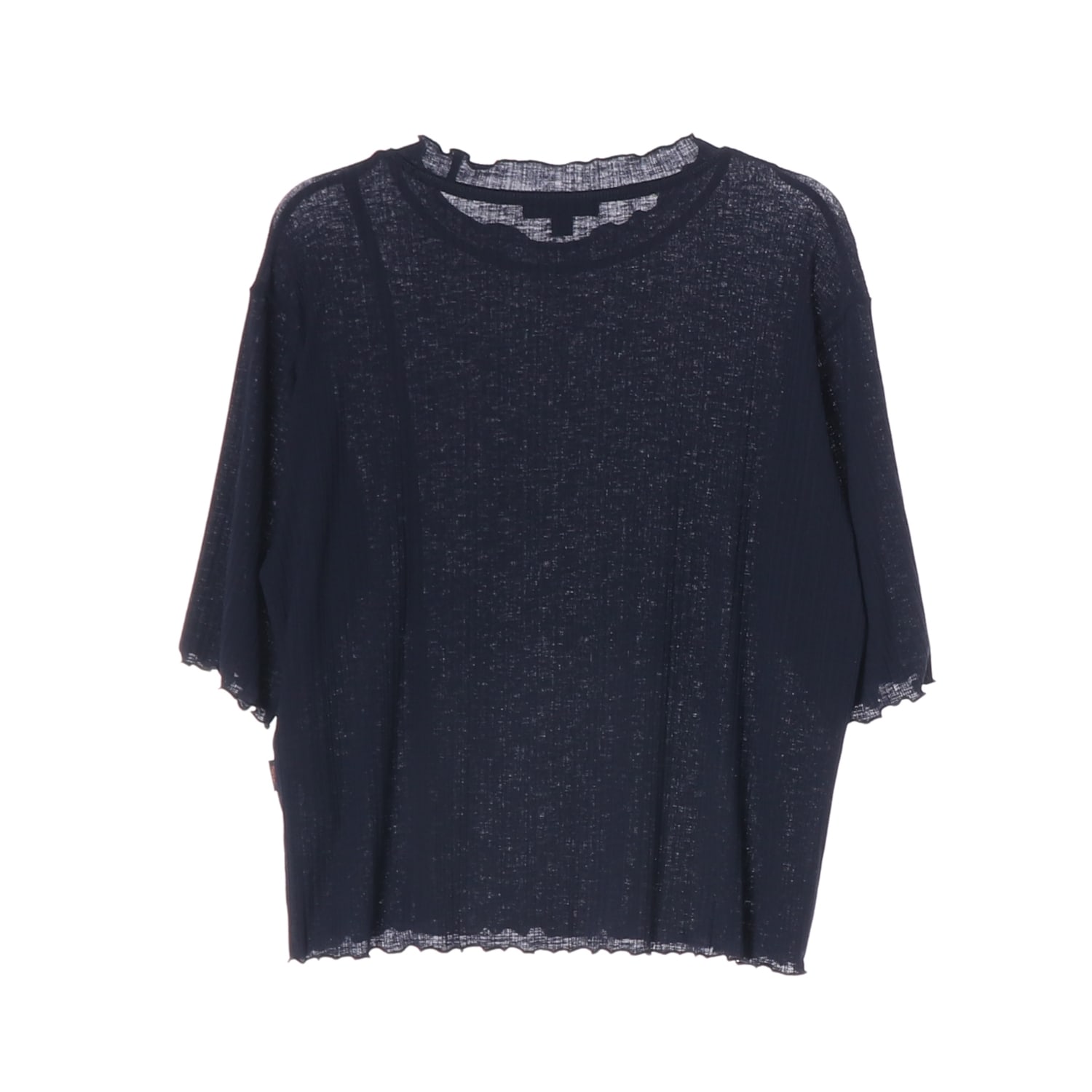 써스데이 아일랜드 23SS 루즈핏 골지 반팔 티셔츠 네이비 M 이미지 2