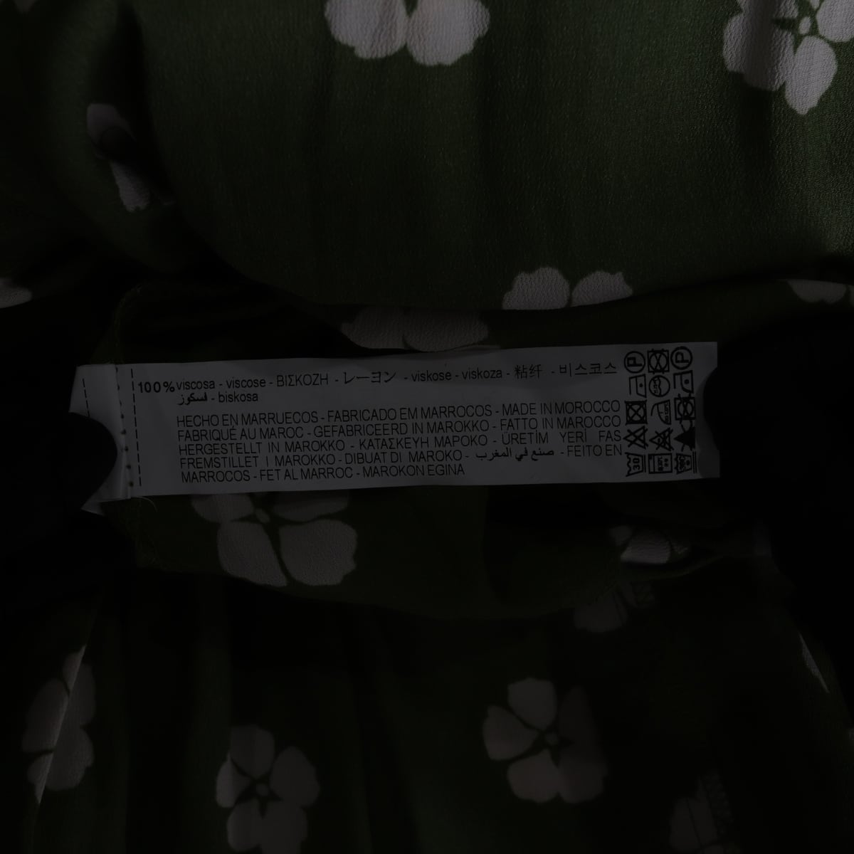 자라 스튜디오 플라워 패턴 반팔 원피스 카키 그린 XS 상세 이미지 4