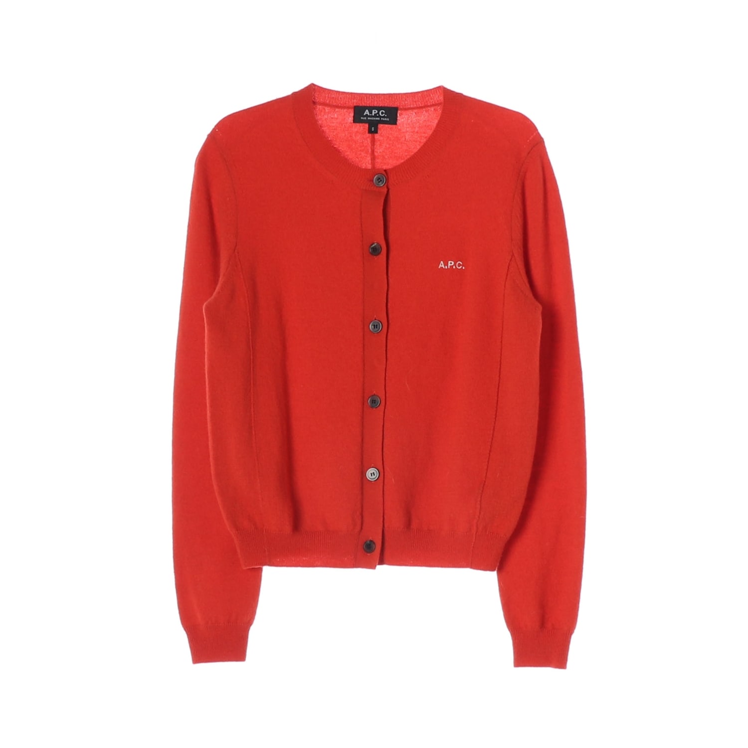 아페쎄 APC 21FW 울 캐시미어 100% 로고 라운드 가디건 레드 S 이미지 1