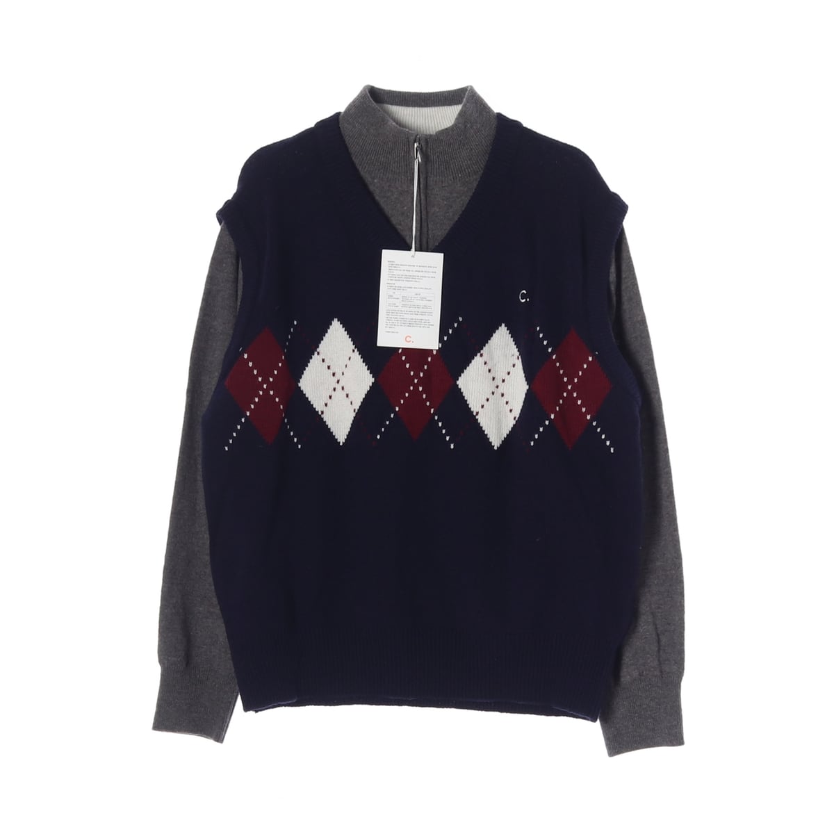 (새상품) 클로브 23FW 울 아가일 레이어드 니트 스웨터 M 상세 이미지 1
