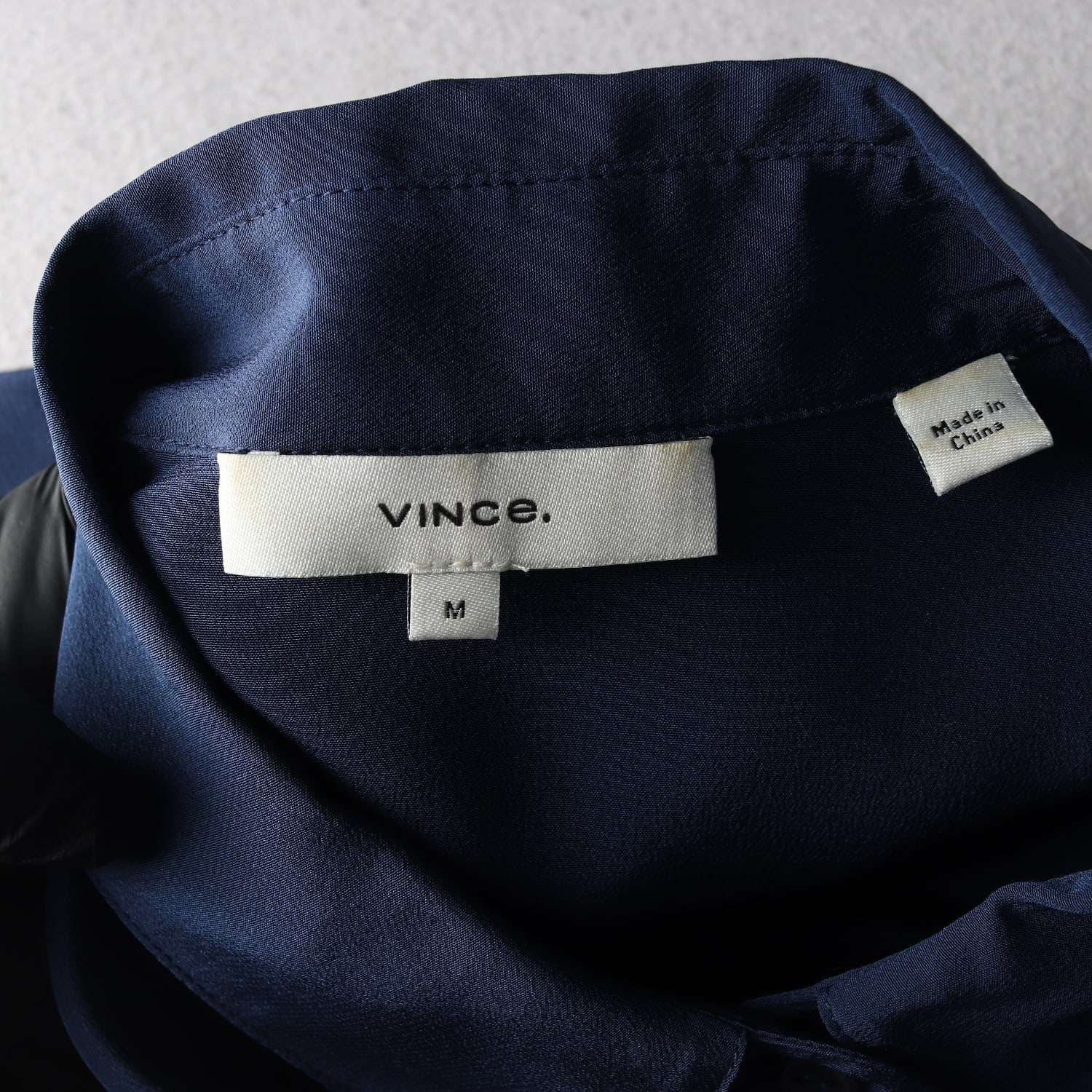 빈스 실크 100% 오버핏 롱 셔츠 블루 네이비 M 이미지 3