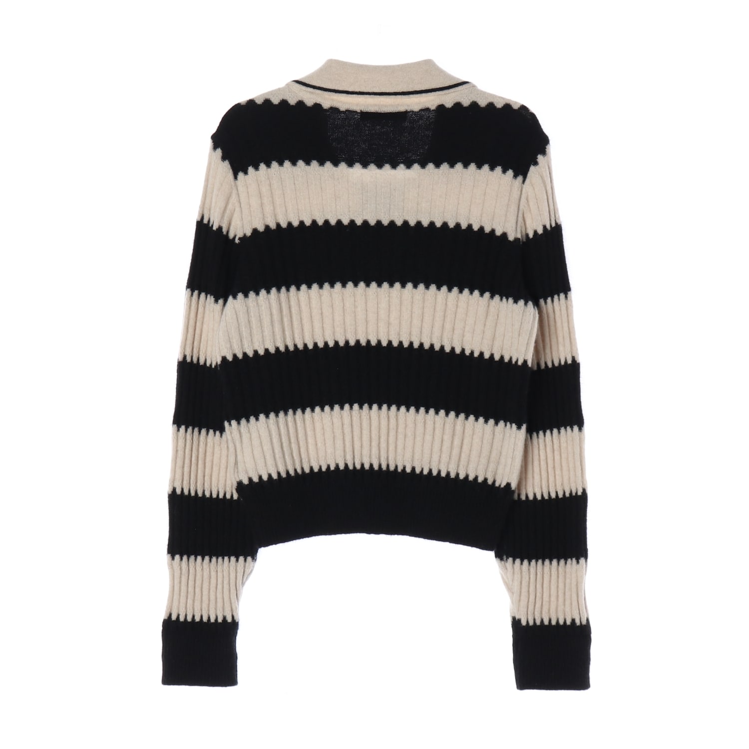 주크 22FW 울 스트라이프 카라 니트 스웨터 블랙 베이지 이미지 2