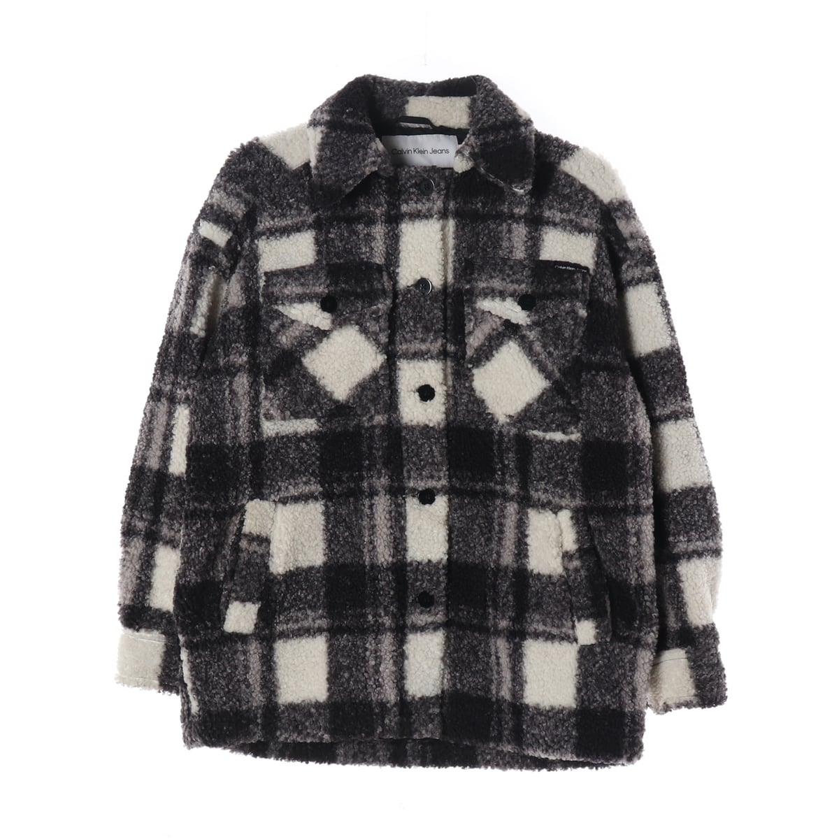 캘빈클라인 진 22FW 체크 플리스 퍼 셔킷 재킷 상세 이미지 1