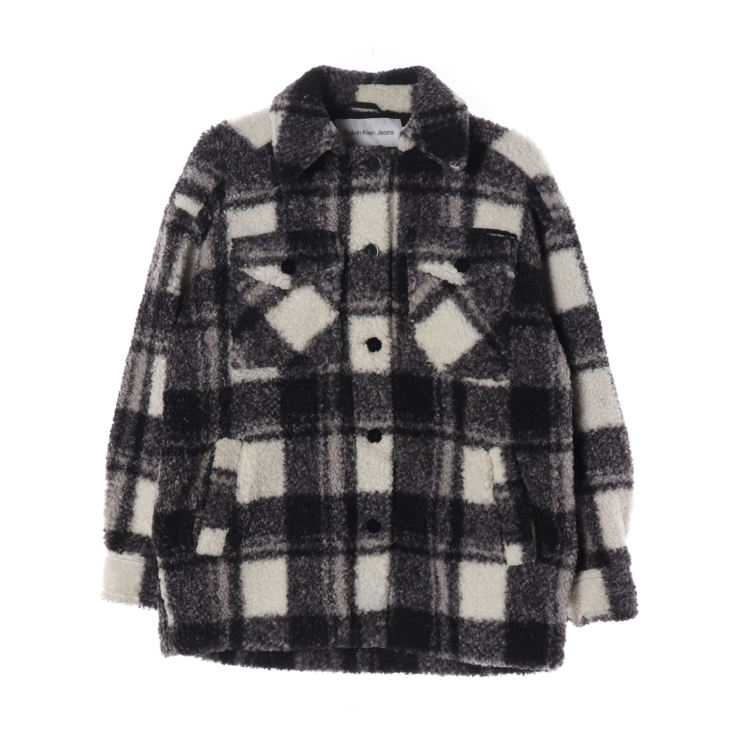 캘빈클라인 진 22FW 체크 플리스 퍼 셔킷 재킷 이미지 1
