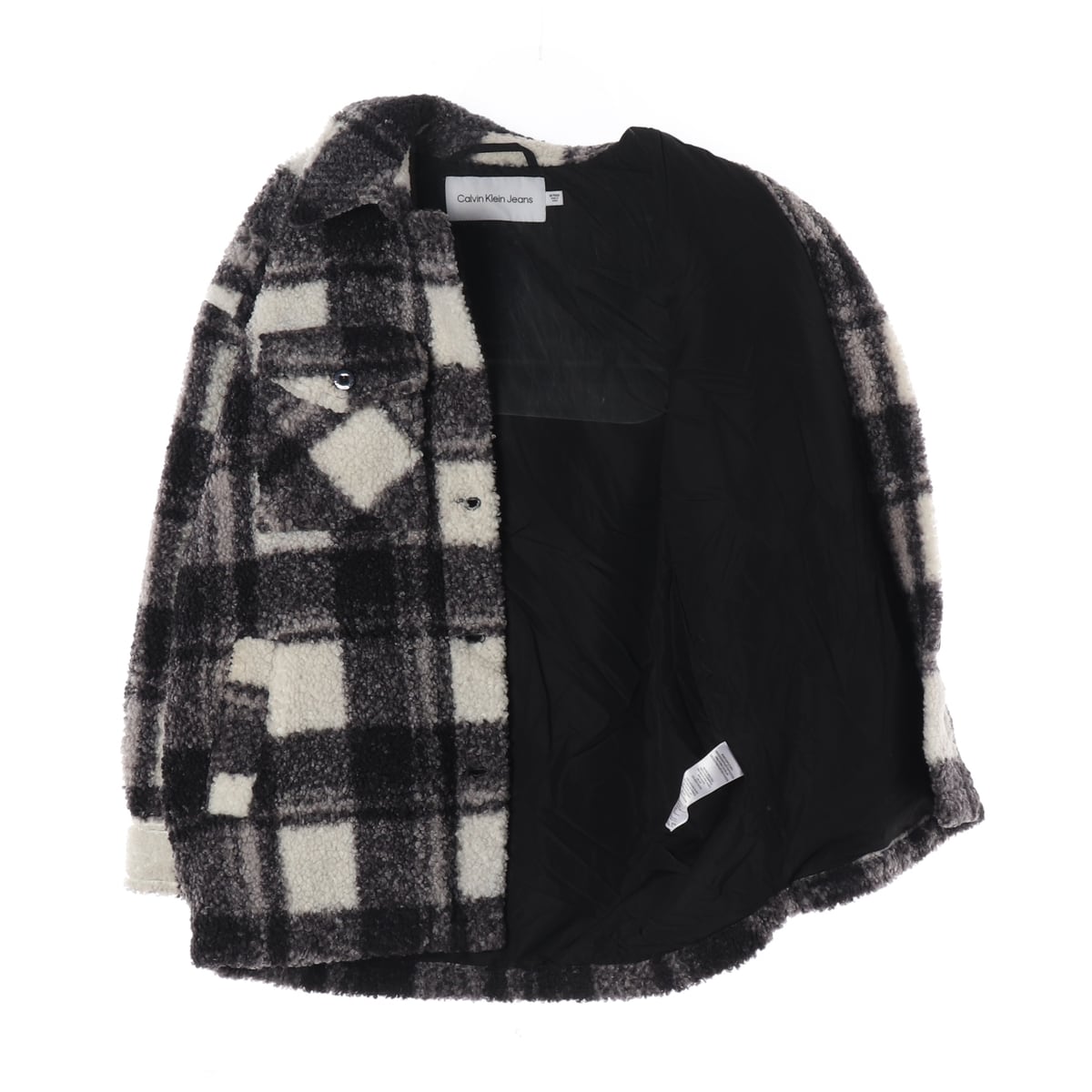 캘빈클라인 진 22FW 체크 플리스 퍼 셔킷 재킷 상세 이미지 2