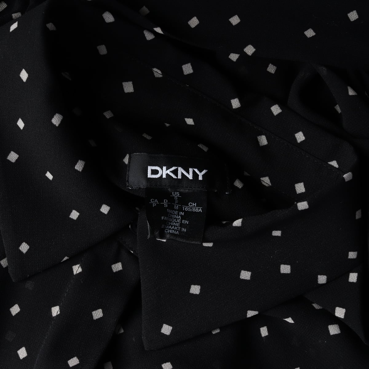 디케이엔와이 DKNY 도트 패턴 시스루 레이어드 셔츠 롱 원피스 블랙  상세 이미지 3