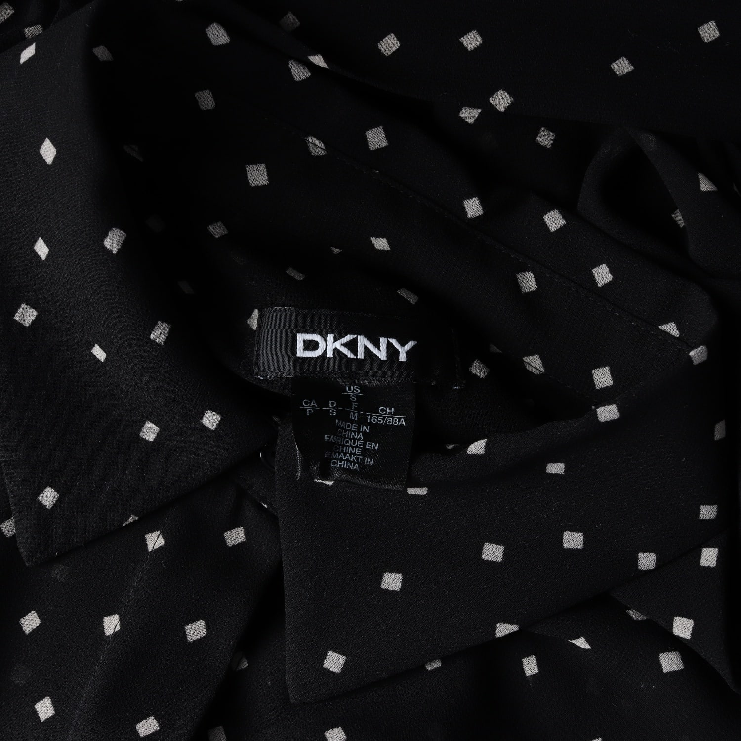 디케이엔와이 DKNY 도트 패턴 시스루 레이어드 셔츠 롱 원피스 블랙  이미지 3