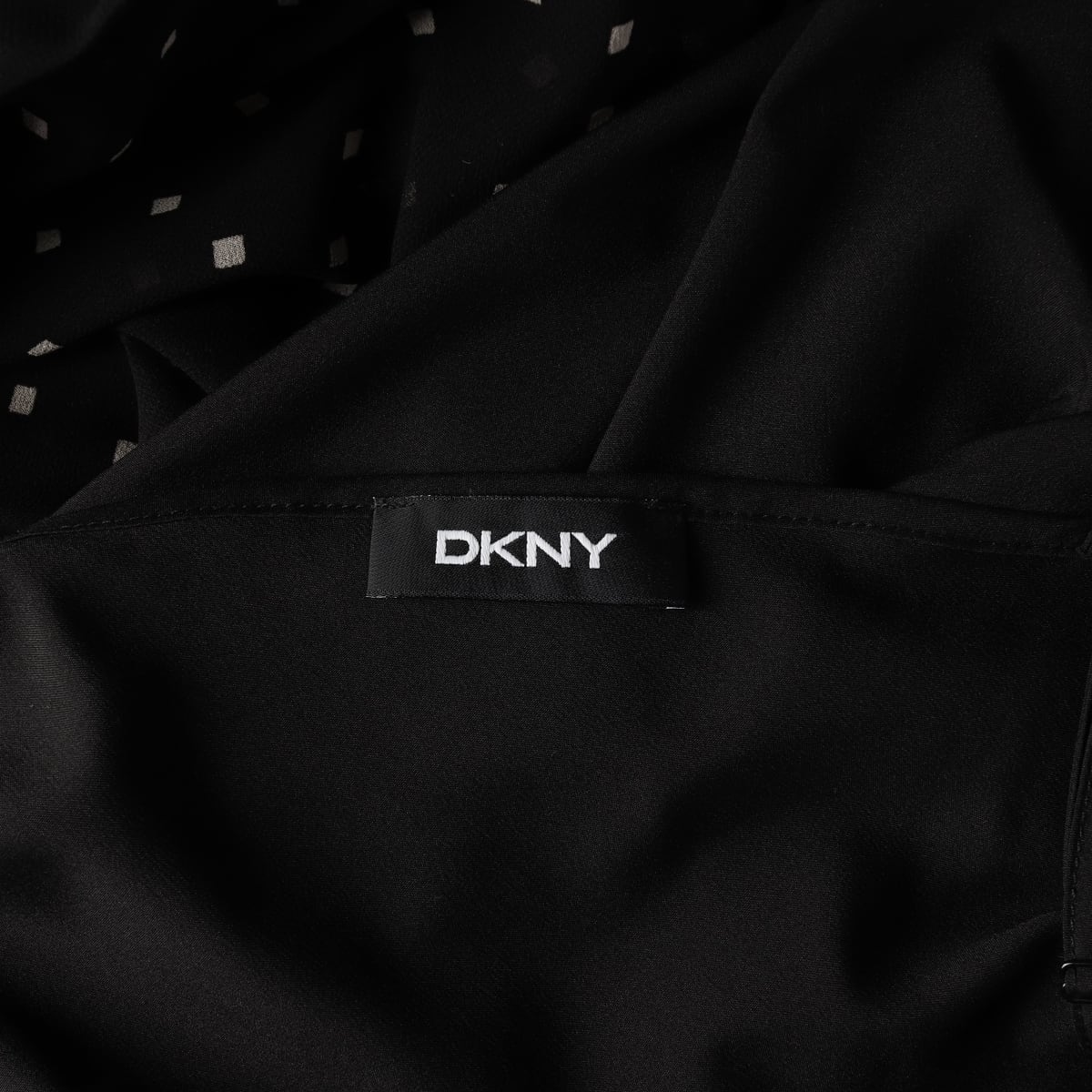 디케이엔와이 DKNY 도트 패턴 시스루 레이어드 셔츠 롱 원피스 블랙  상세 이미지 6