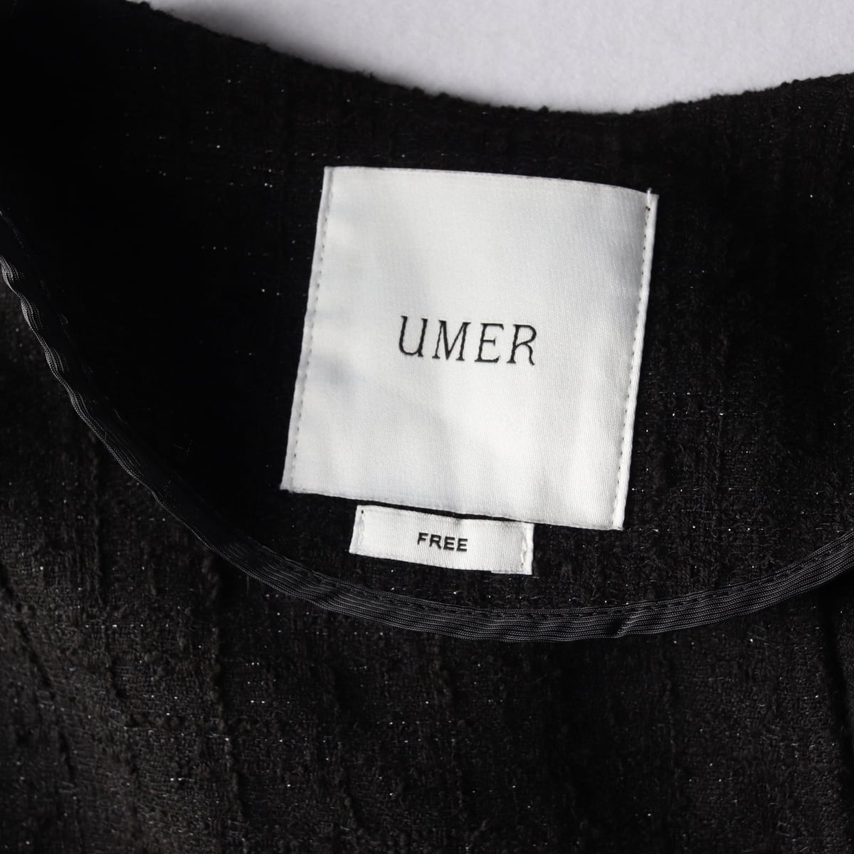 유메르 트위드 더블 버튼 퍼프 반팔 재킷 자켓 블랙 상세 이미지 3