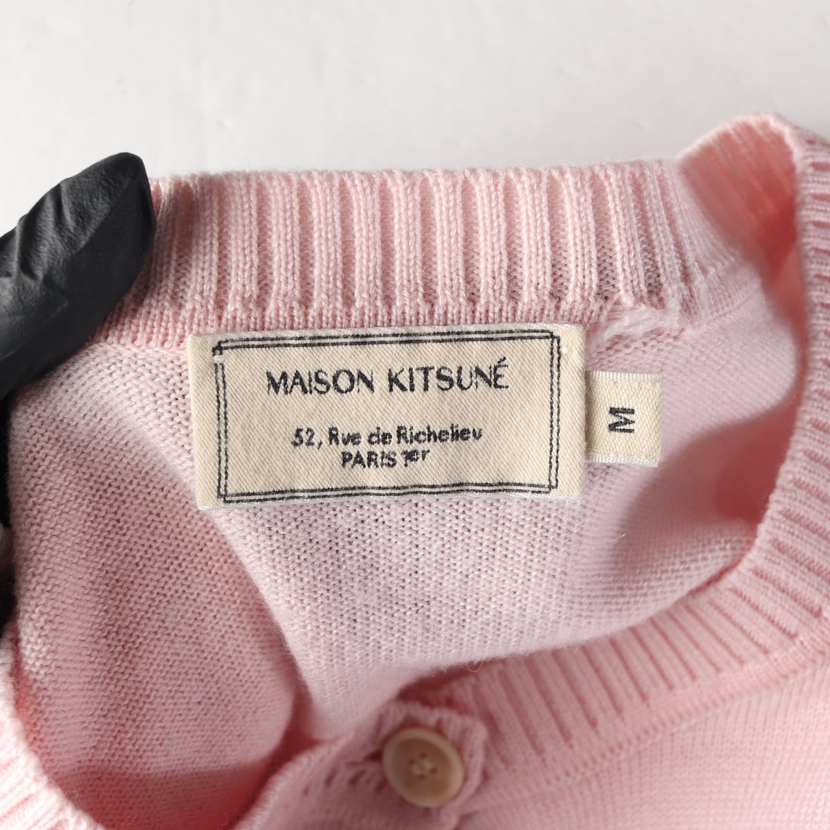 메종키츠네 21SS 폭스 패치 울 가디건 핑크 상세 이미지 3