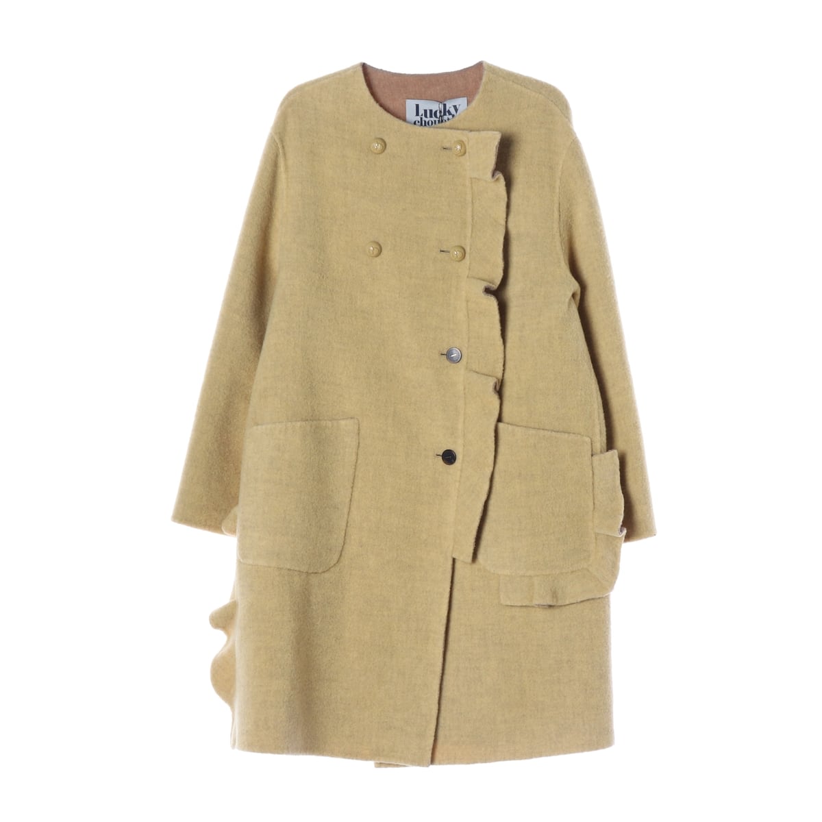 럭키슈에뜨 21FW 울 알파카 러플 더블 롱 코트 상세 이미지 1