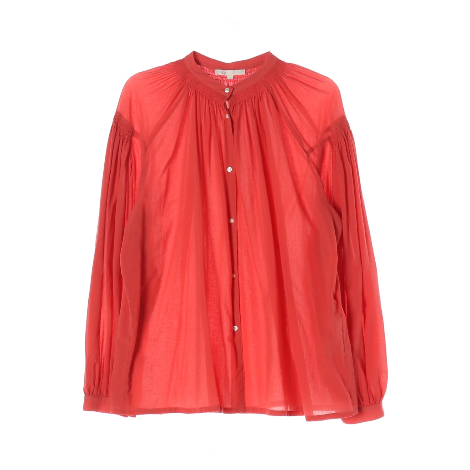 마쥬 루즈핏 셔링 차이나카라 셔츠 블라우스 레드 이미지 1