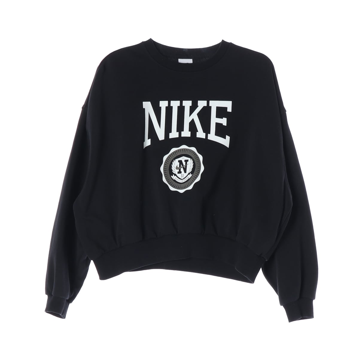 나이키 걸즈 24FW 로고 프린트 오버핏 맨투맨 스웨트셔츠 블랙 상세 이미지 1