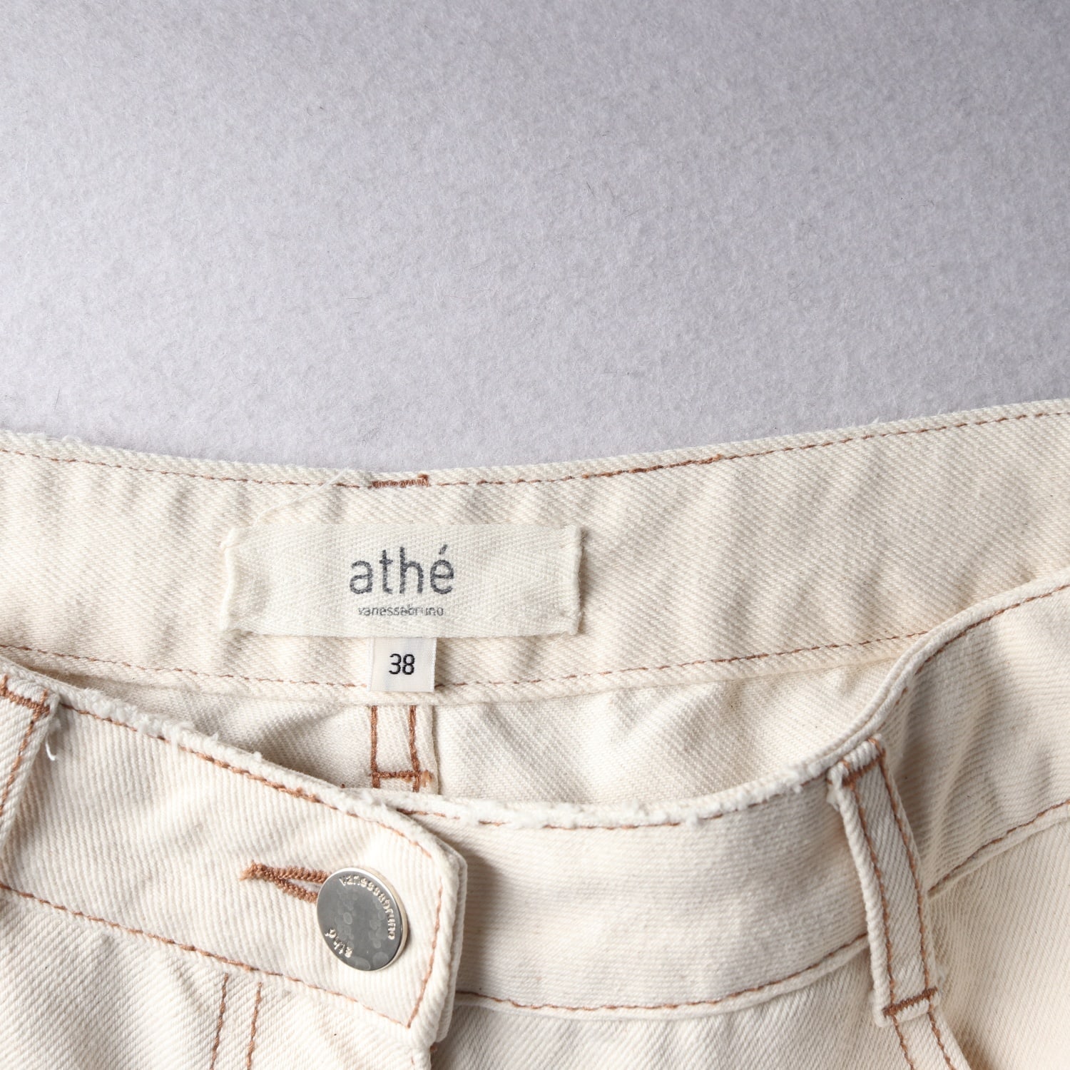 아떼바네사브루노 22FW 크림 와이드 데님 팬츠  이미지 3