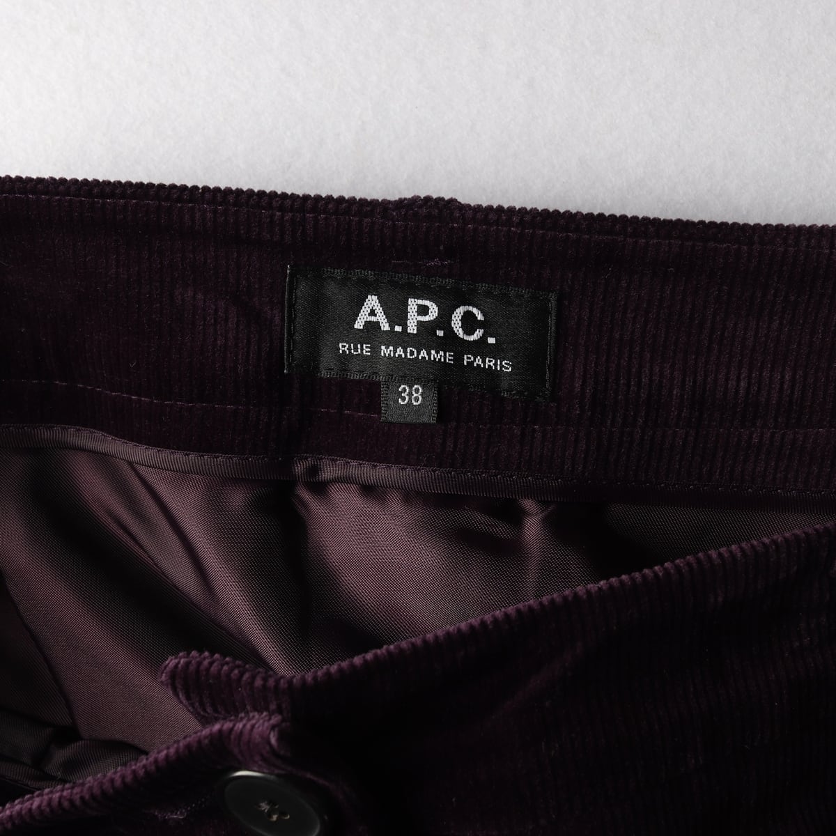 아페쎄 APC 코듀로이 버튼 롱 A라인 스커트 치마 퍼플 상세 이미지 3