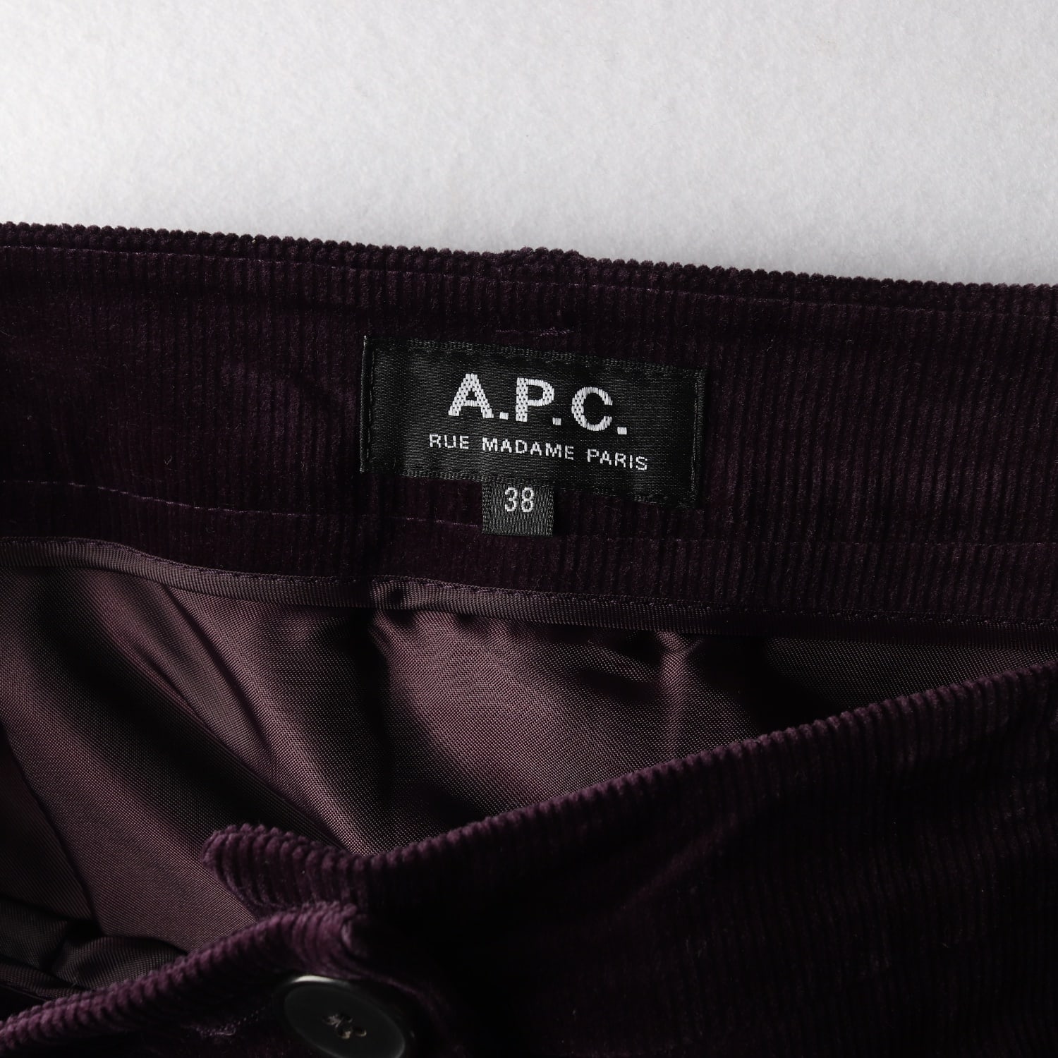아페쎄 APC 코듀로이 버튼 롱 A라인 스커트 치마 퍼플 이미지 3