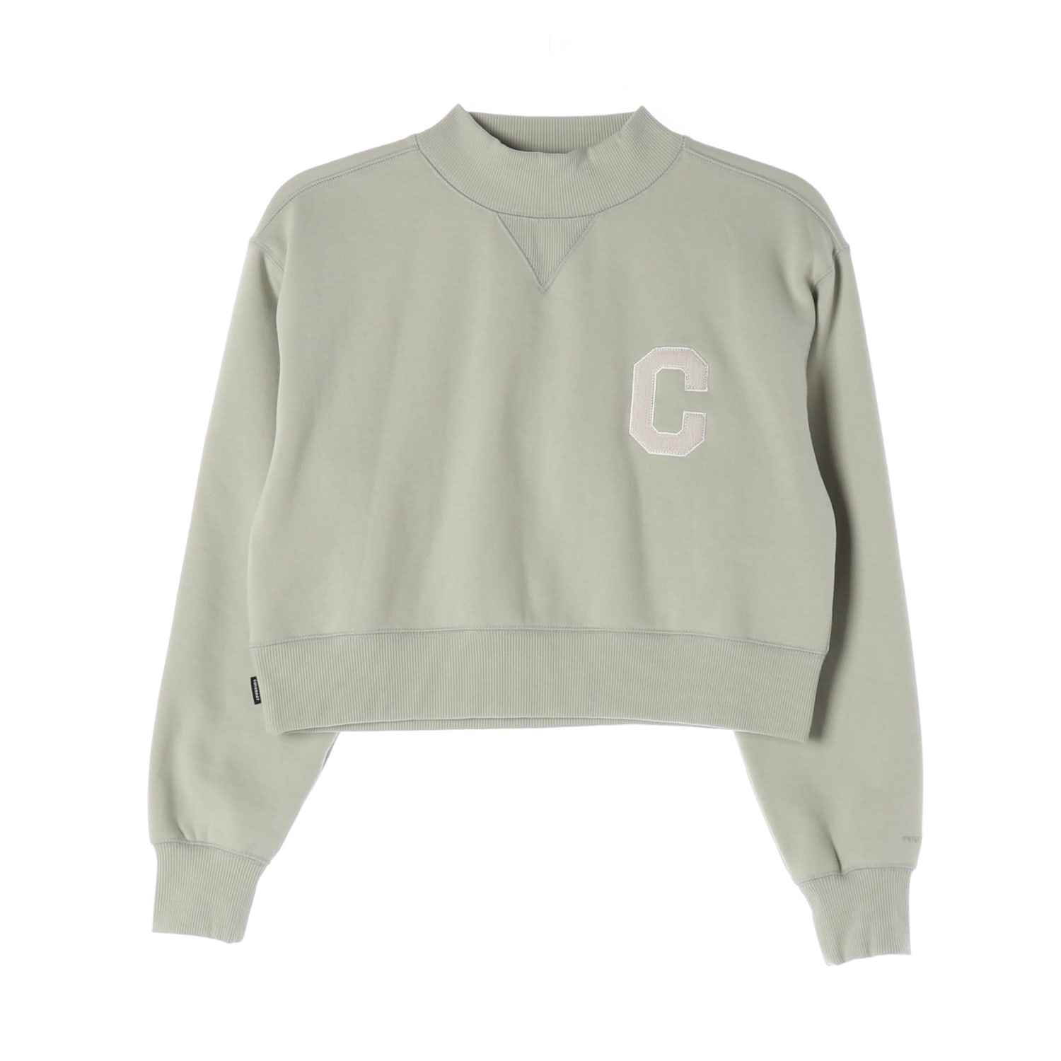 (새상품) 커버낫 22FW 크롭 C 로고 모크넥 맨투맨 기모 스웨트셔츠 그린 이미지 1