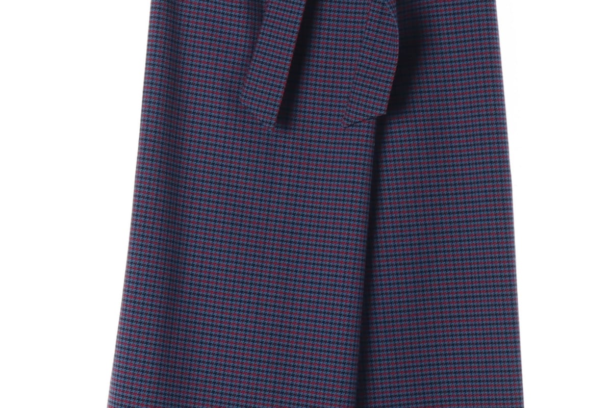 자라 하운드투스 패턴 리본 벨티드 랩 스커트 치마 블루  상세 이미지 4