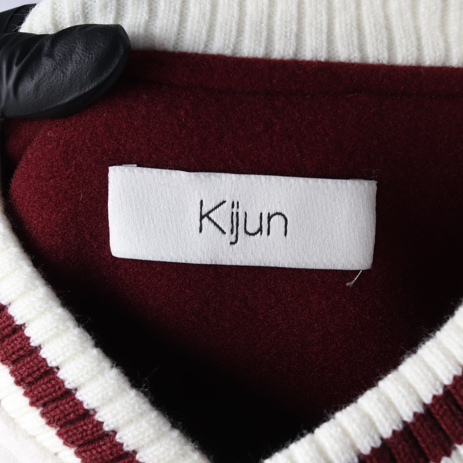 기준 22FW 로고 패치 버건디 바시티 재킷 자켓 이미지 3