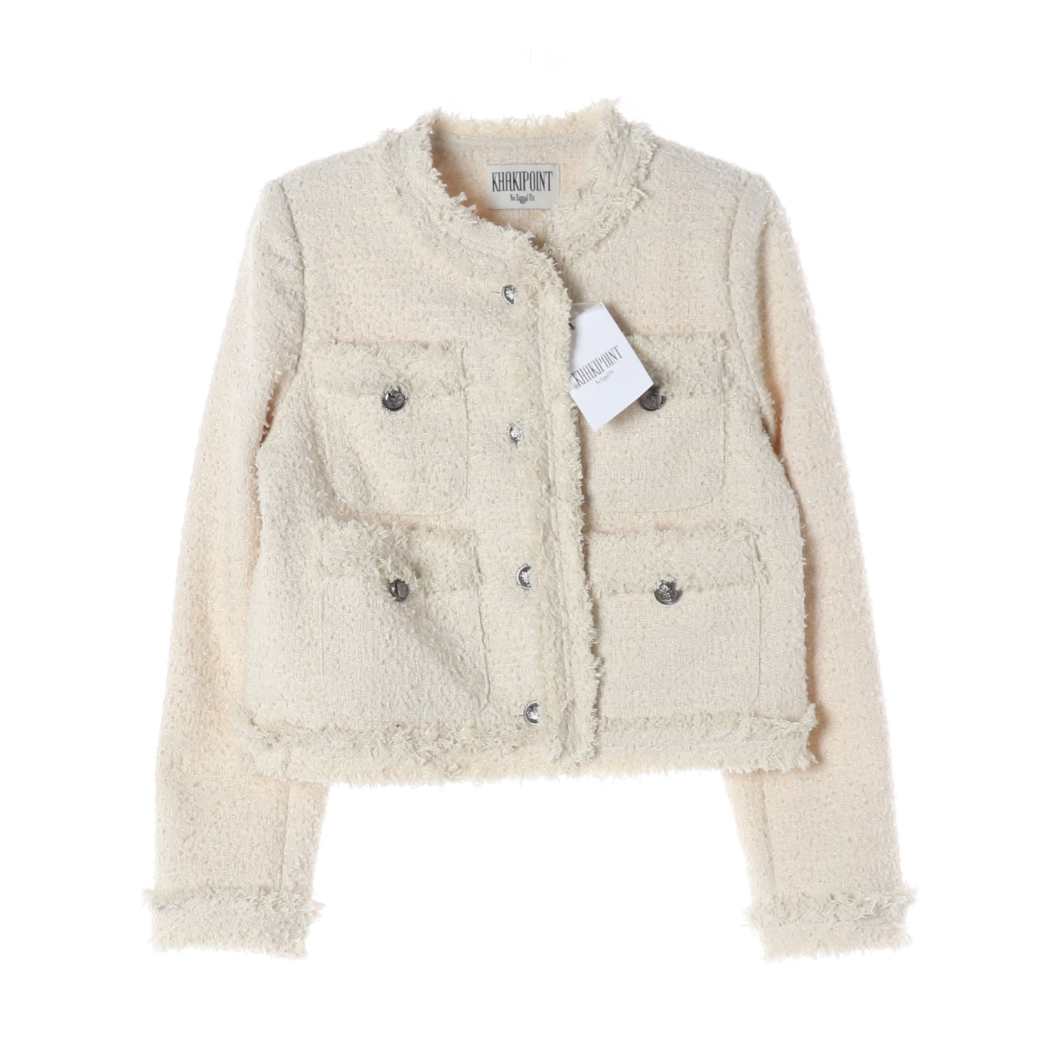 (새상품) 카키포인트 앤틱 트위드 크롭 재킷 이미지 1
