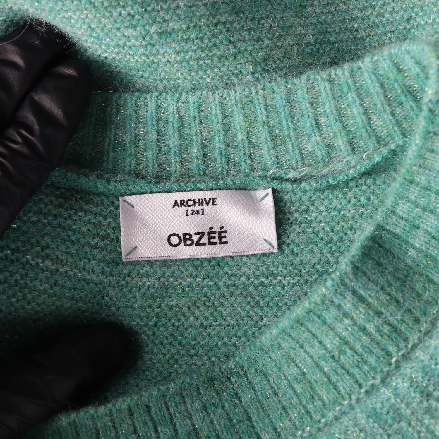 오브제 22FW 알파카 울 러플 장식 니트 가디건 그린  이미지 3
