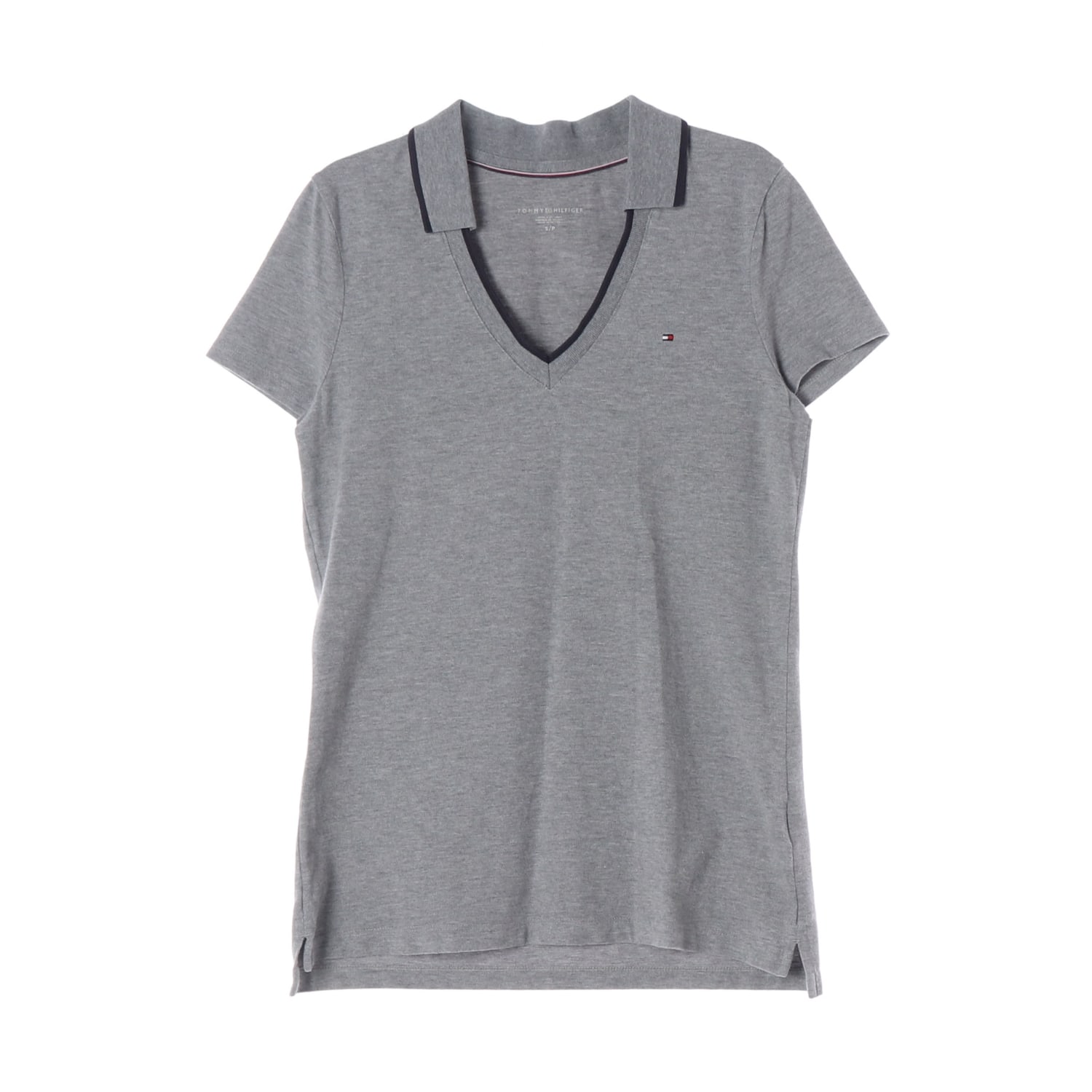 타미힐피거 브이넥 카라티 폴로 티셔츠  그레이  이미지 1